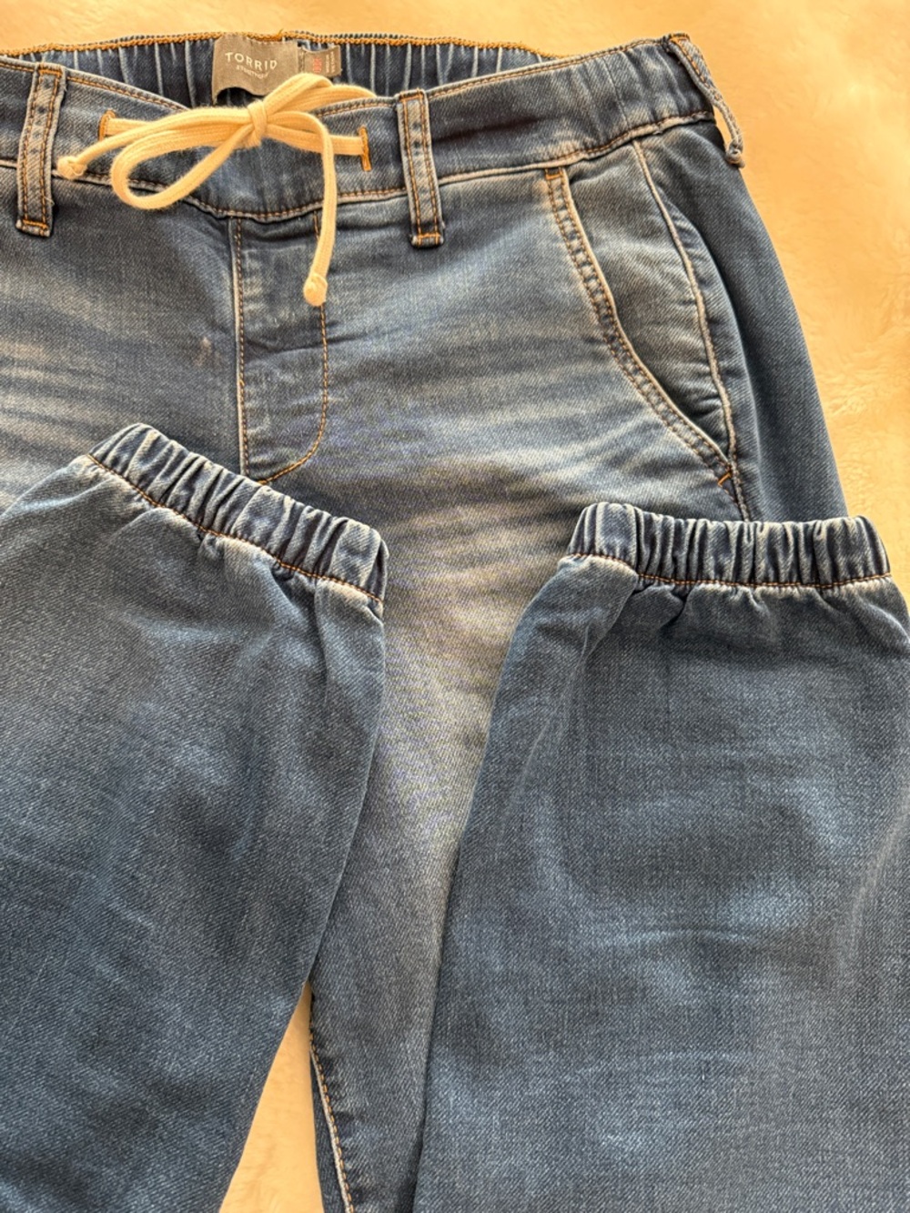 Torrid Denim Jogger Jeans – Drawstring Waist – Medium Wash - Picture 3 of 11